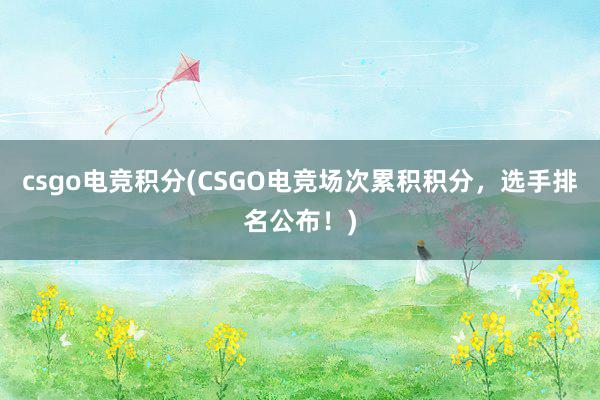 csgo电竞积分(CSGO电竞场次累积积分，选手排名公布！)