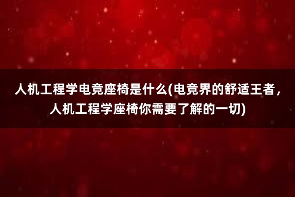 人机工程学电竞座椅是什么(电竞界的舒适王者，人机工程学座椅你需要了解的一切)