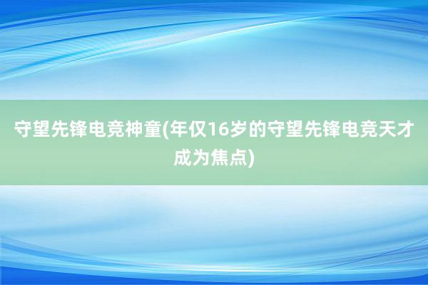 守望先锋电竞神童(年仅16岁的守望先锋电竞天才成为焦点)