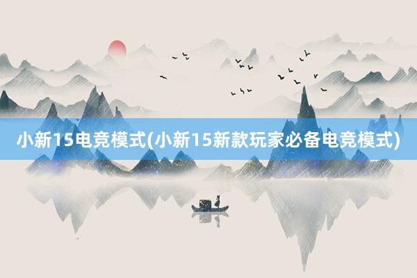 小新15电竞模式(小新15新款玩家必备电竞模式)