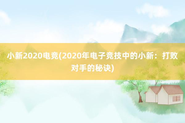 小新2020电竞(2020年电子竞技中的小新：打败对手的秘诀)