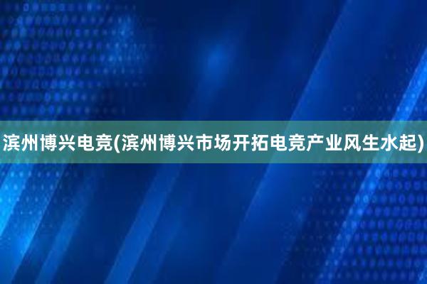 滨州博兴电竞(滨州博兴市场开拓电竞产业风生水起)