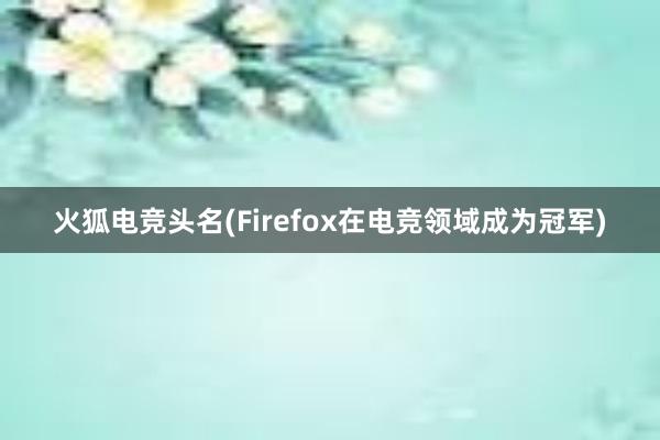 火狐电竞头名(Firefox在电竞领域成为冠军)