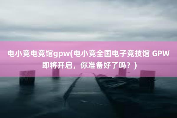 电小竞电竞馆gpw(电小竞全国电子竞技馆 GPW 即将开启，你准备好了吗？)