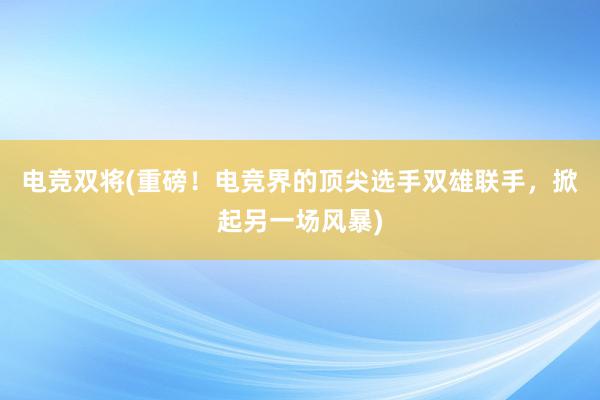 电竞双将(重磅！电竞界的顶尖选手双雄联手，掀起另一场风暴)