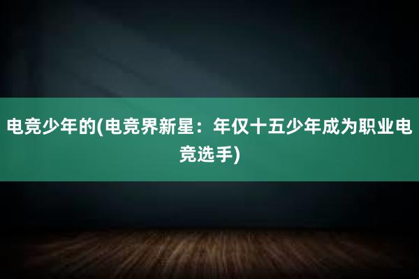 电竞少年的(电竞界新星：年仅十五少年成为职业电竞选手)