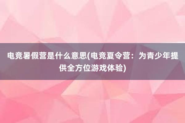 电竞暑假营是什么意思(电竞夏令营：为青少年提供全方位游戏体验)