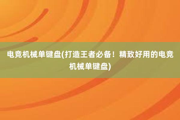 电竞机械单键盘(打造王者必备！精致好用的电竞机械单键盘)