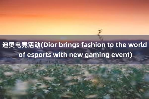 迪奥电竞活动(Dior brings fashion to the world of esports with new gaming event)