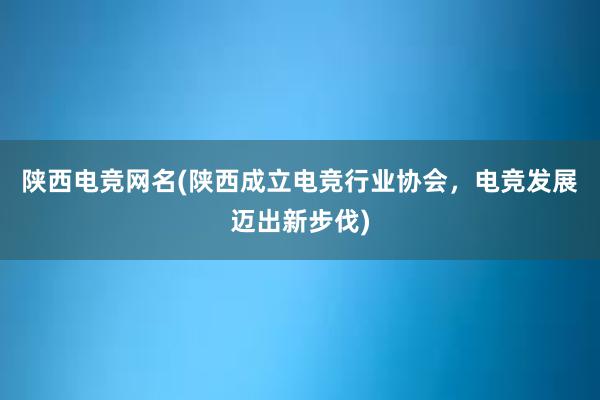 陕西电竞网名(陕西成立电竞行业协会，电竞发展迈出新步伐)