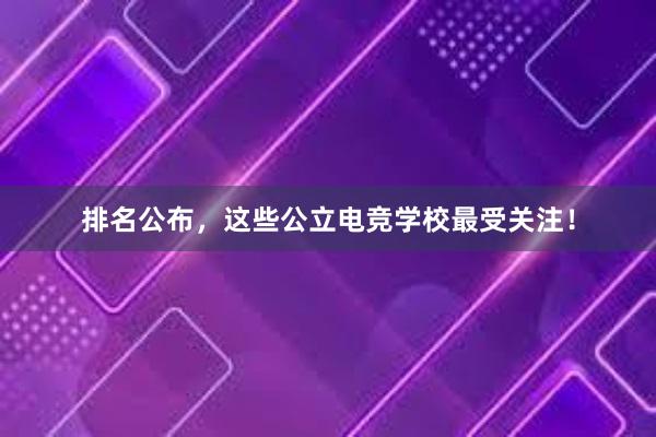 排名公布，这些公立电竞学校最受关注！