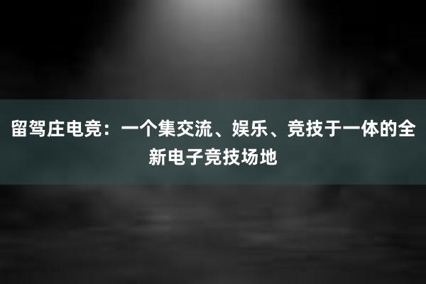 留驾庄电竞：一个集交流、娱乐、竞技于一体的全新电子竞技场地