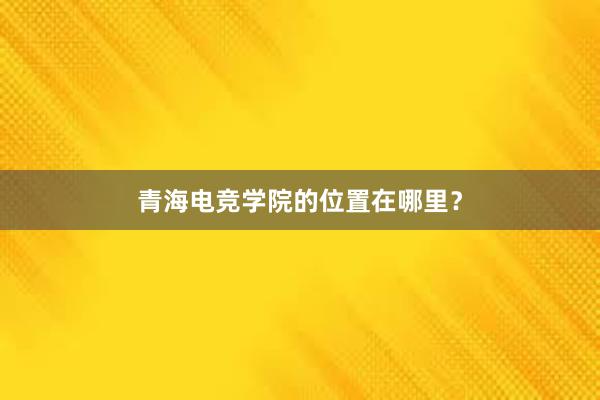 青海电竞学院的位置在哪里？